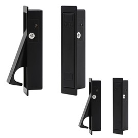 Dontay 4 Pack Pocket Door Pull Handle, Press Finger Edge Pull, Push Flush Mount Door Pull for Pocket Sliding Door, Recessed Rectangular Bypass Door Hardware, Low Profile Cabinet Pull (4, Matte Black)