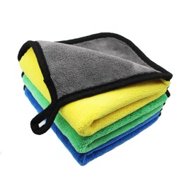 HUYU 3 PCS 840GSM Microfiber Cleaning Cloths, Lint Free Microfiber Dual Layer Ultra-Thick Super Absorbable Car Polishing Waxing and Drying Cloth Auto Detailing Towels (11.8 x 11.8 inch)