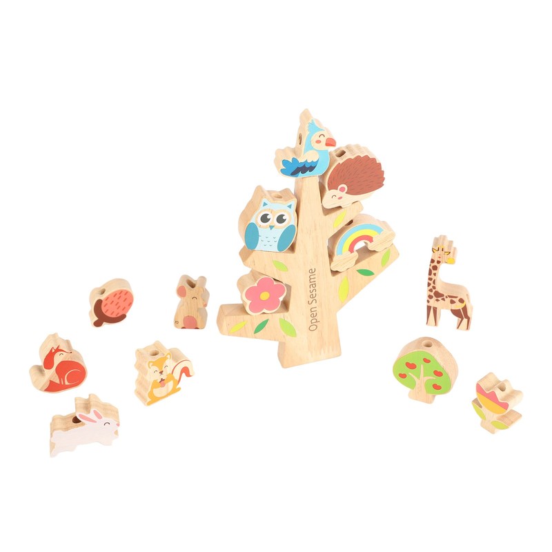 Wooden Animals Stacking Toy Colorful Improve Coordination Blocks Balancing Tree