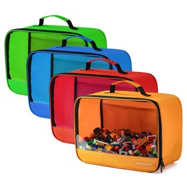 4 PCS Toys Storage Bag, Classic Bricks Building Set Storage Bag, Travel Case for Building Toys, Puzzles,X Large Size