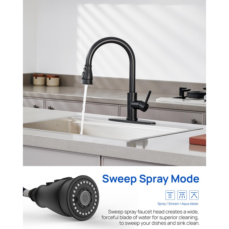 Pull Down Spray Head Replacement for Kitchen Faucet, 3 Modes
