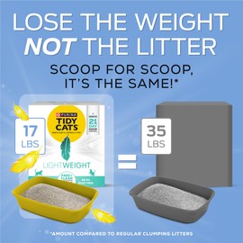 Purina Tidy Cats LightWeight Free and Clean Unscented, Multi-Cat, Clumping, 99.9 Percent Dust Free Cat Litter - 17 lb. Box