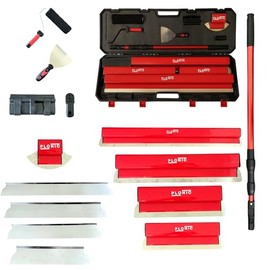 Drywall Skimming Blade Set with Portable Case, Stainless Steel 10", 14", 24", 32" & 40" Skimming Blades with 40"-84" Extension Handle, Drywall Finishing Tools