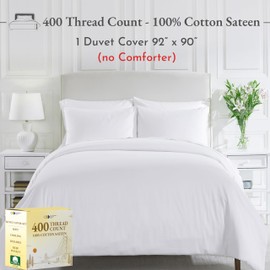 California Design Den California Design Den Queen Size Duvet Cover Only - Premium 400 Thread Count 100% Cotton Duvet Cover, Soft Sateen Weave, Button Closure and Corner Ties (1 Piece, White, Queen)