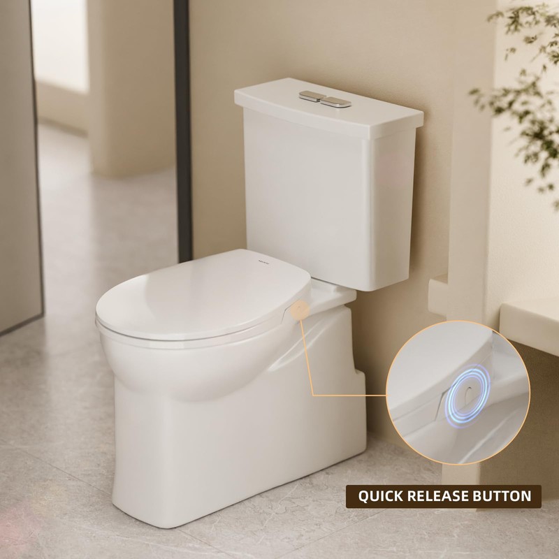 Round Bidet Toilet Seat with Soft Close and Quick Release,Non-Electric