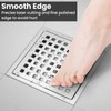 EXF 6 Inch Square Shower Drain Chrome, Stainless Steel Shower