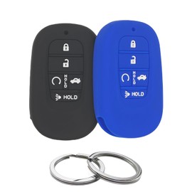 Ywonobs 2Pcs Silicone Rubber Key Fob Cover Compatible with (5 Buttons) 2022 2023 Honda Accord Civic HR-V CR-V Pilot Sport SI EX EX-L Touring (Black/Blue)