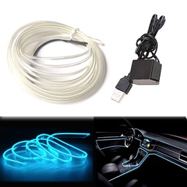 Balabaxer USB EL Wire, Ice Blue, 3 m Flexible Neon Light Tube, DC 5 V Neon Tube, Lights, Car Interior Trim, Light Strip for Interior Trim Gap, Decorative