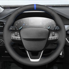 MEWANT Hand Stitch Black Steering Wheel Cover Wrap for Ford Bronco Sport 2021-2024 / Escape 2020-2024 / E-Transit 2022-2023 / Maverick 2022-2024 / Transit 2020-2024