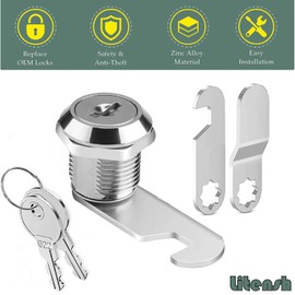 Litensh Cam Lock for Cabinets, 20 mm Mailbox Lock with Key, Various Secure Replacement Lock for Files, Drawers, Dresser, Cabinet Door (1, 20 mm)