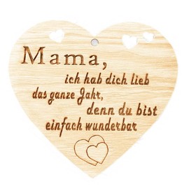 Family Heart Mama, I Have You Love Sign Decorative Sign Heart Sign Wooden Heart Sign 10 x 10 cm Gift for the Family Saying Gift Wooden Gift A Gift for the Family