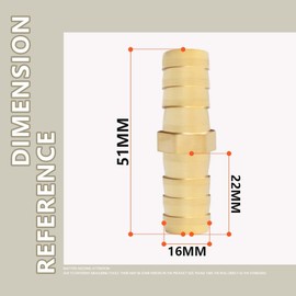 Bwintech 6 Pieces Hose Nozzle Fittings 16mm 2 Way Straight Brass Nozzle Connector with 12 Clamps