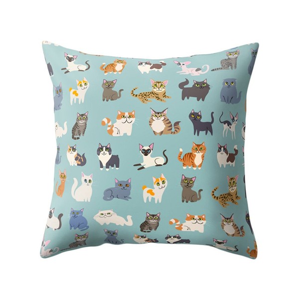 Sunwords Cute Cartoon Cat Animal Soft Throw Pillow Case Cushion