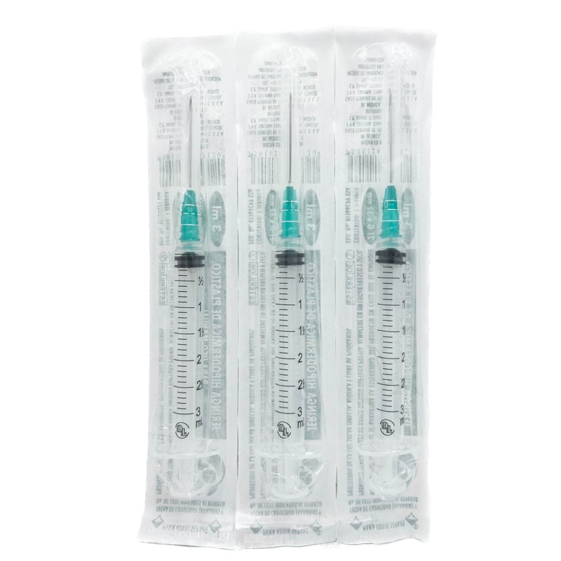 Caja De 100 Jeringas 3 mL Con Aguja 21 G