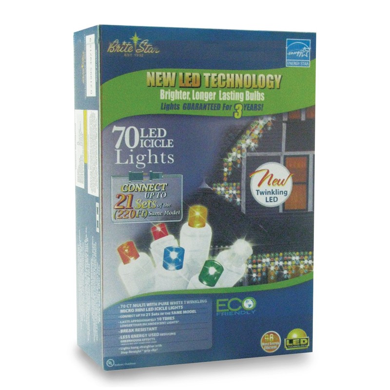Brite Star Icicle Lights, Multicolor/White