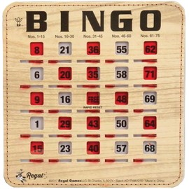 Regal Bingo Bulk Bingo Cards with Sliding Windows - Reusable Bingo Game Cards for Adults Large Group - 10 Pack, Woodgrain