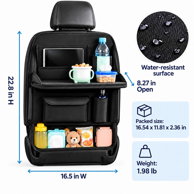 Car Seat Back Organizer for Rear Passenger Storage – Multi-Pocket