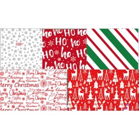 CINECE Christmas Tissue Paper Flower Paper Wrapping Paper 100 Sheets 5 Styles Xmas 11.8 x 13.8 inches (30 x 35 cm) Bouquet DIY Handmade