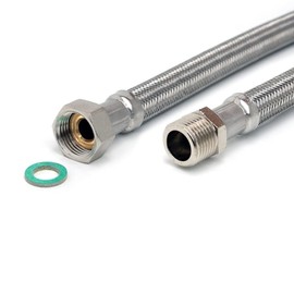 H2O-Flex® Reinforced hose 1/2 inch nut x 1/2 inch male thread, flexible hose DN13 for sanitary with drinking water approval, 30 cm - 2 m