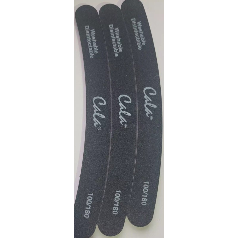 CALA Banana Black Nail File 100/180 REF:70125, 3 Count Washable