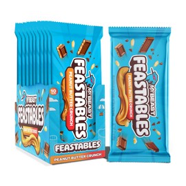 Feastables Peanut Butter Milk Chocolate Crunch KING Size Chocolate Bar, 2.1oz (60g), 10 count