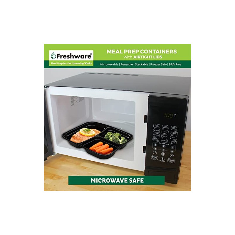 Freshware Contenedor de alimentos de 3 compartimientos - paquete de
