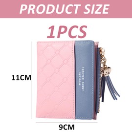 MAXQUU 1 Piece Coin Purse with Multiple Card Slots and Compartments, Mini Purse, Women's Wallet, Short Coin Purse, Large Capacity Snap Card Holder (Pink), pink, Modern