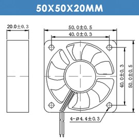 WINSINN DC 50mm Fan 5V 5020 Dual Ball Bearing Brushless Cooling 50x20mm 2PIN (Pack of 4Pcs)