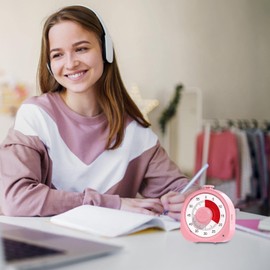 Kids Timer, 2 in 1 Visual Timer Desk 60 Minute Countdown Timer and Clock, Visual Timer Study Tool for Kids Desk, Offices Desk and