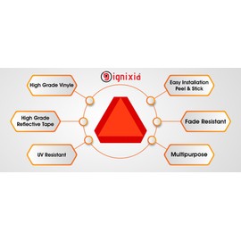 IGNIXIA (Pack of 02) Slow Moving Vehicle Sign, PVC Vinyl Decal Slow Moving Vehicle Triangle Sticker, 14”x 16” Inches Orange base with Reflective border, UTV, safety Triangle signs