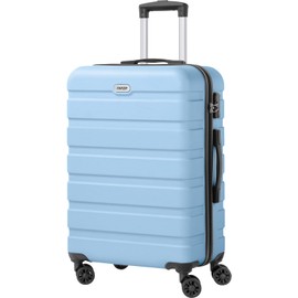 AnyZip Luggage PC ABS Hardside Lightweight Suitcase with 4 Universal Wheels TSA Lock Checked-Medium 24 Inch Light Blue