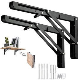 Barley Ears Shelf Bracket, 2pcs 12 inch Folding Shelves Brackets Heavy Duty Metal Support Bracket Wall Mounted Floating Shelf Bracket for DIY Book Shelf Bracket Table Chair, Space-Saving