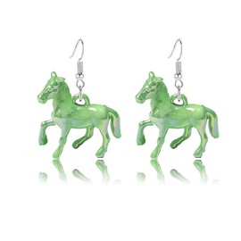 3D Horse Earrings for Women Funny Kentucky Derby Race Horse Drop Dangle Earrings Cute Western Horse Jewelry Gift (Green)