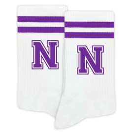 Striped Initial Socks with the Letter ‘N’ in Purple, Socks for Adult, Teens, Men&Women, Gifts for Friends, Family, etc., Gifts for Birthday, Back to School, Graduation, Christmas.(212)