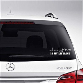 Jesus is My Lifeline Heartbeat for Car Truck Motorcycle Windows Bumper Laptop Home Wall Decor Vinyl Sticker Decal Size- [15 inch/38 cm] Wide/Color- Gloss Black