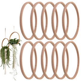 Wooden Hoops for Crafts, Round Wall Dangling Crafts, Set of 10 Reusable Parties Supplies, Wreath Making Tool for Wedding, Christmas, Birthday