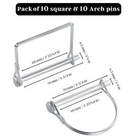 Trailer Pins 2-3/4" x 1/4" (L x W) Featuring PTO, Lock, Trailer Hitch, and Shaft Locking Coupler Pins for Farm, Towing, Lawn Equipment and Hitches (20)