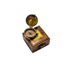 Sailor's Art Pocket Compass-Antique Handcrafted Brass Compass with Case Box-Clock Camping Travelling Equipment-Sailor's Marine Boat Gifts-Direction Navy Compass-Vintage Home Décor Item