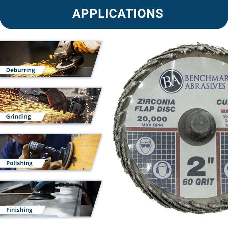 Benchmark Abrasives 2" Quick Change Zirconia Curved Flap Disc Grinding