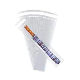 Clear Self Sealing Cellophane Bags 2" x 10" Cookie Bags 100 Pack for Bakery, Cookies, Pretzel, Gifts and Treats (2"x10")