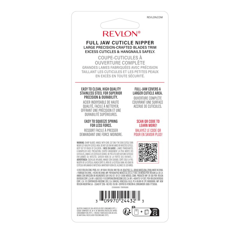 Revlon Full Jaw Cuticle Nipper, Manicure Tool for Nail Care,