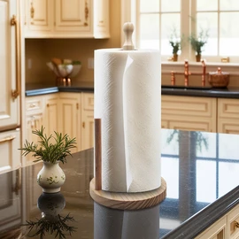 Natural Wood Kitchen Roll Holder - Sustainable and Durable - Paper Roll Holder for Kitchen and Table - Elegant and Environmentally Friendly Design - Practical Home Accessory