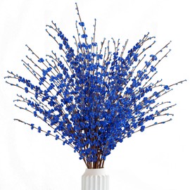Sggvecsy 10 Pcs 29.5’’ Long Artificial Jasmine Flowers Tall Fake Flower Bouquet Faux Jasmine Plants Dry Branches for Wedding Home Party Office Hotel Restaurant Kitchen Decoration（Blue）