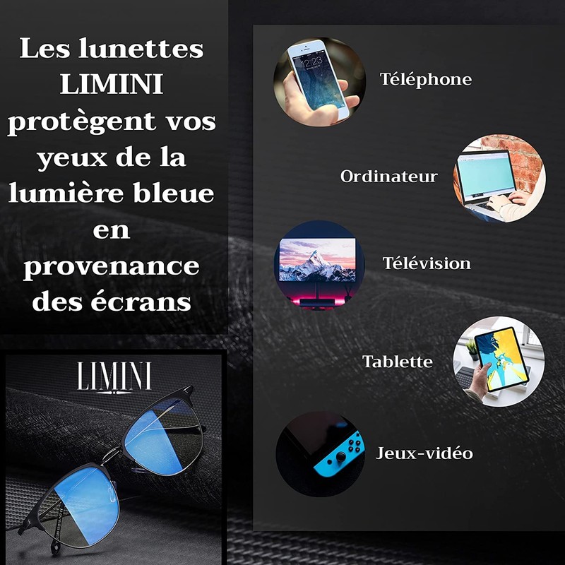 Limini Anti-Blue and UV Glasses for Men and Women -
