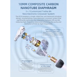 KBEAR KS10 HiFi IEM, 4BA+1DD Hybrid Driver in Ear Monitor, Wired Gaming Earbuds Headphone with HD Microphone, Musician in-Ear Earphone with Detachable Cable for Singers Stage (Black, with Mic)