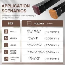 20 Pcs Chair Leg Floor Protectors for Hardwood Floors, Black Rubber Furniture Sliders with Felt, Silicone Furniture Leg Caps Covers, Fit Square Diameter (1.43" to 1.7")