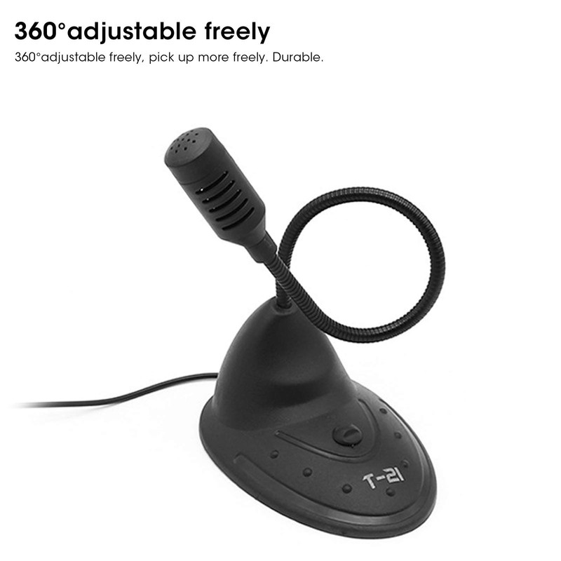 Desktop Computer Microphone, 360° Adjustable Goose Neck Capacitive Microphone, 3.5MM