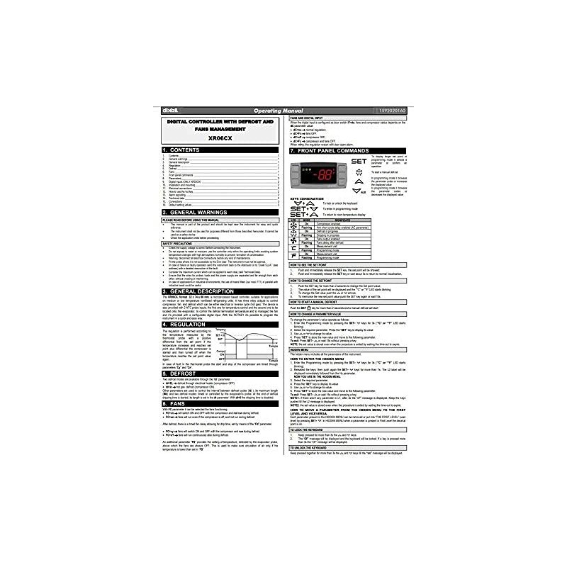 Dixell Temperature Controller XR06CX-4N1F1 Programmable-Commercial for Freezer 120V