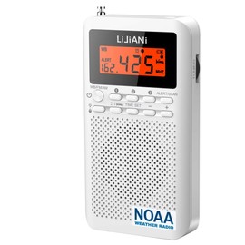 Pocket Weather Radio NOAA/AM/FM Powered by 2 AA Emergency Portable Transistor with LCD Display Digital Alarm Clock Sleep Timer, Best Reception Longest Lasting,Built in Speaker,Battery Operated