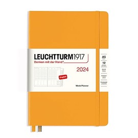 LEUCHTTURM1917 367836 Weekly Planner Medium (A5) 2024, 12 Months, Rising Sun, English